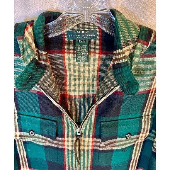 Ralph Lauren Hooded Zip Up Jacket Plaid Sz P/S - Picture 2 of 9